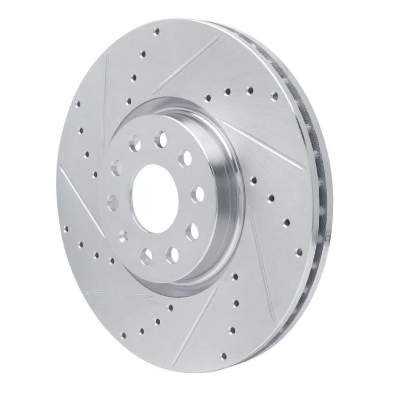 Volkswagen Terramont Brake Rotor (1) - Front Left - R1 Concepts - Drilled & Slotted - Silver - `18-`25